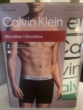 Calvin Klein Men’s Microfiber Boxer Briefs - Black with White Waistband